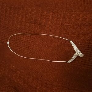 Sterling silver, palest tanzanite look, faceted stones necklace